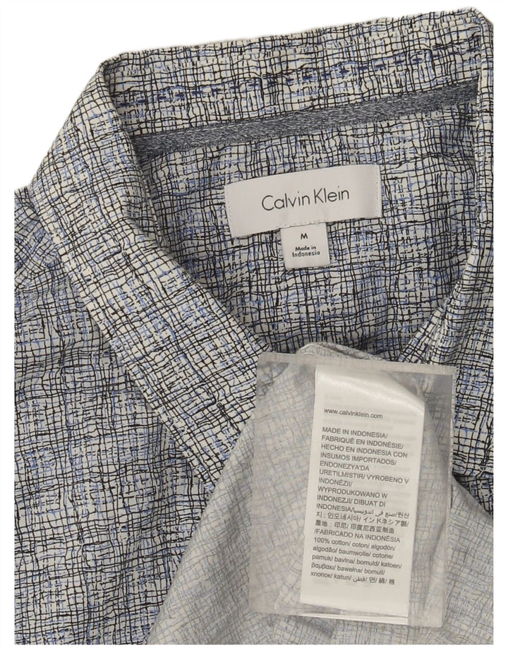 Camicia a maniche corte da uomo Calvin Klein in cotone a quadri blu medio