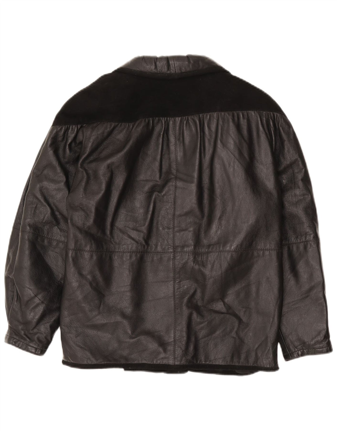 Giacca in pelle vintage da donna UK 18 XL in pelle nera