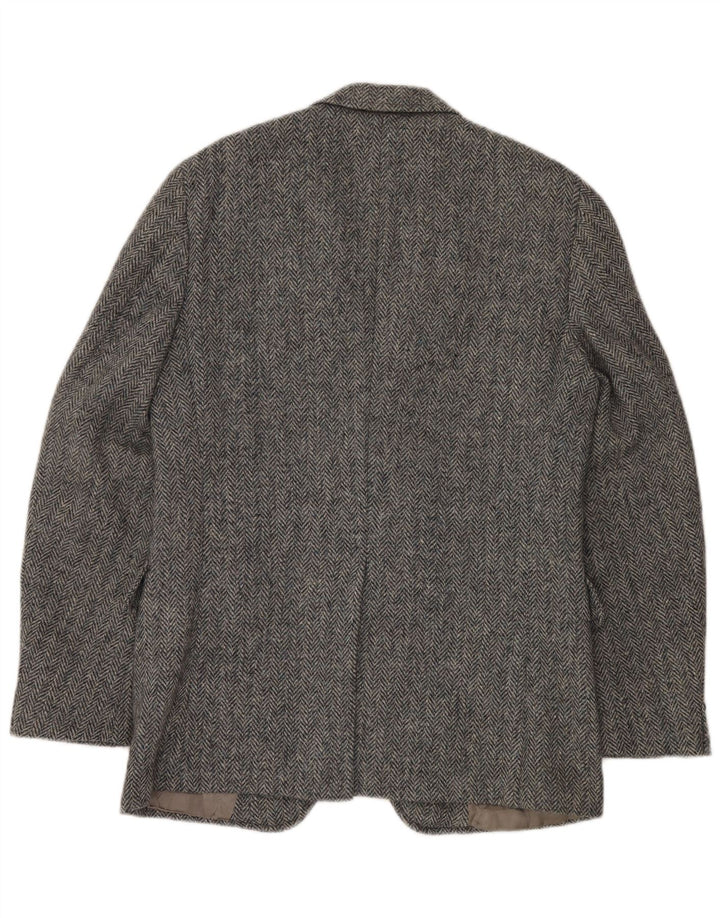 J.S.A. BANK Giacca blazer da uomo a 2 bottoni UK 38 Lana a spina di pesce grigio medio