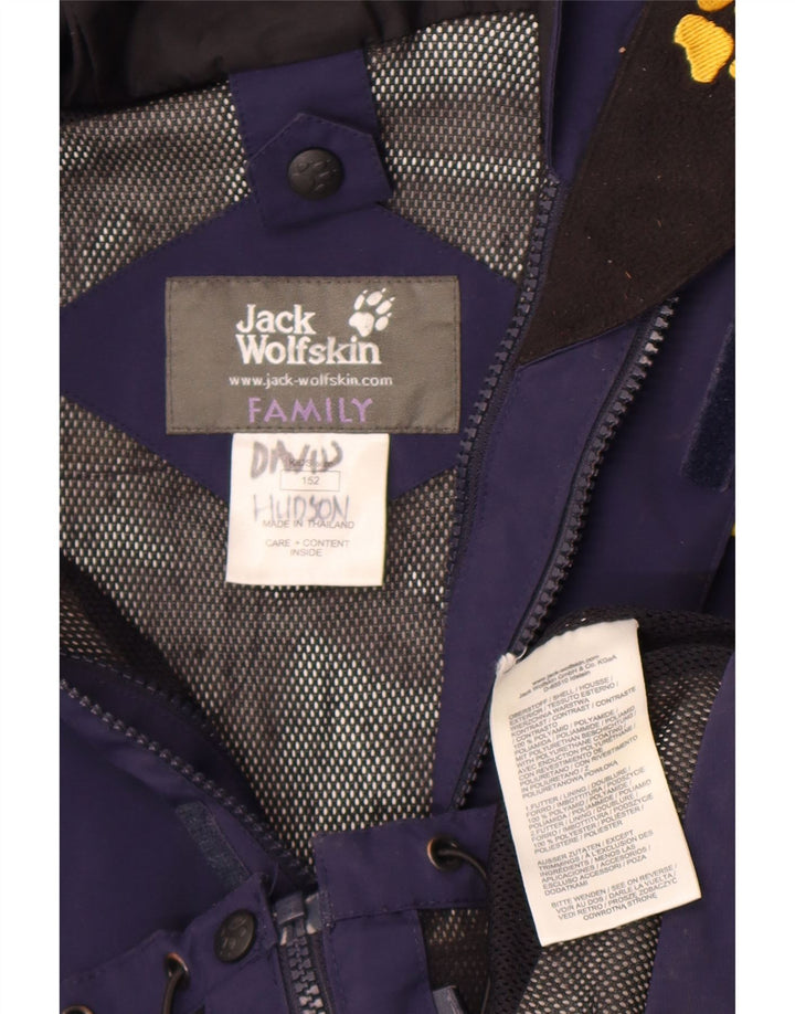 Giacca antipioggia con cappuccio grafica Jack Wolfskin per ragazzi 12-13 anni blu navy