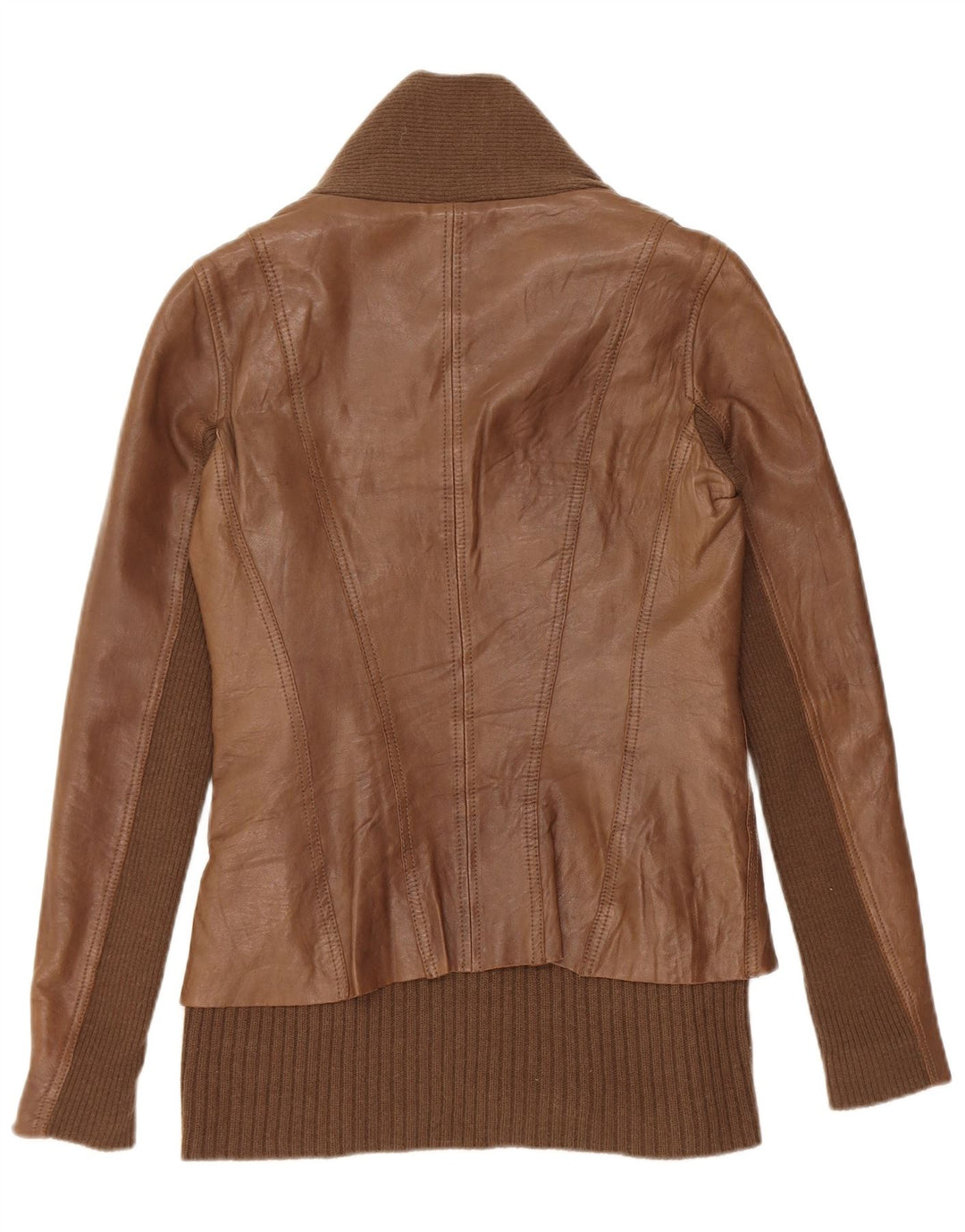 Giacca in pelle da donna vintage UK 10 piccola in pelle marrone