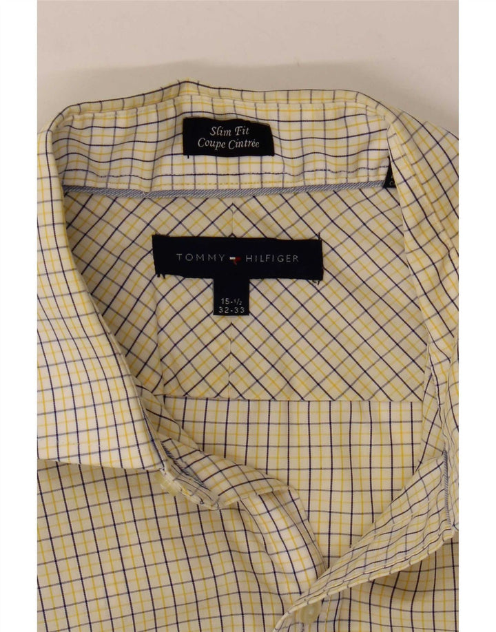 Camicia slim fit da uomo Tommy Hilfiger taglia 15 1/2 percalle bianco medio