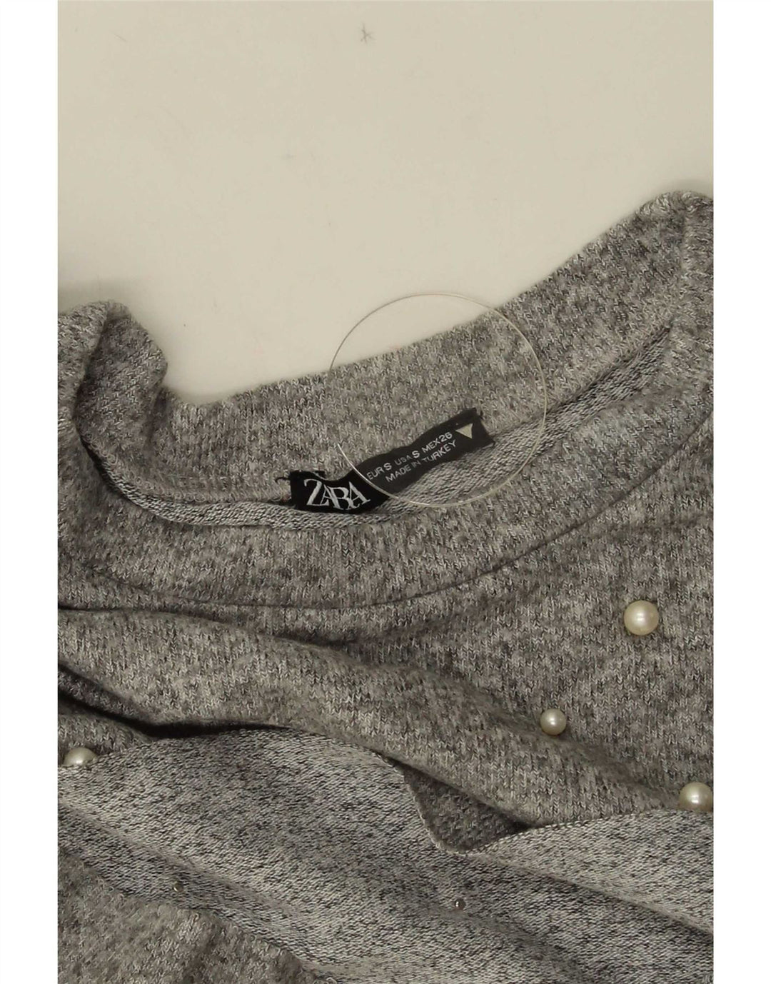 Top Zara da donna oversize manica 3/4 UK 10 piccolo grigio chiazzato
