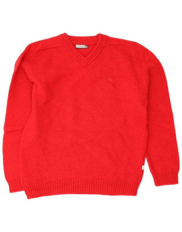 Maglione maglione con scollo a V da donna Diadora UK 20 2XL Lana rossa