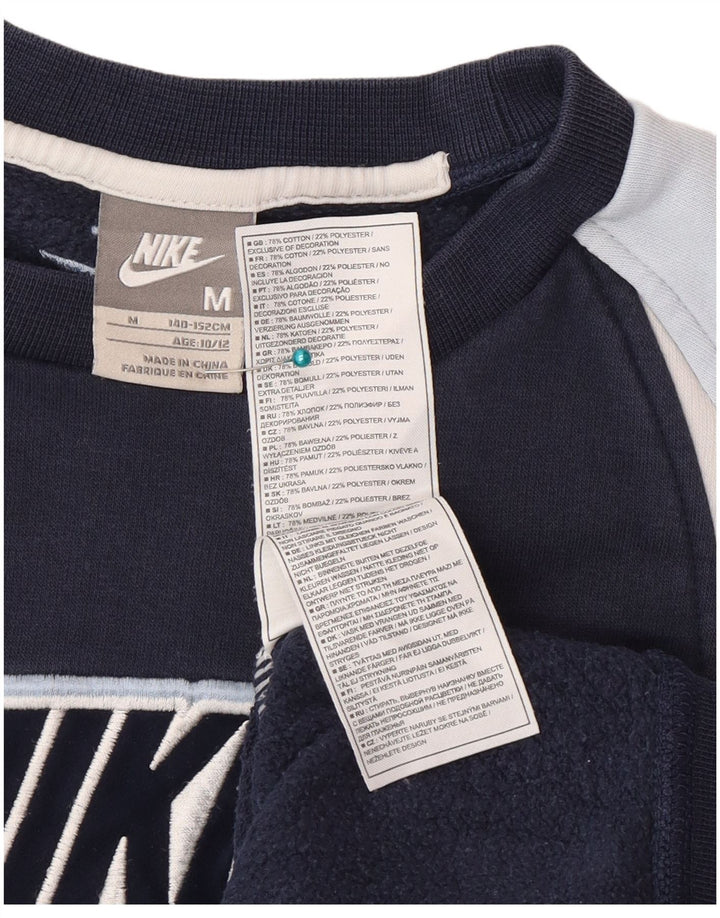 Felpa Nike da bambino, 10-11 anni, colore blu navy medio, color block