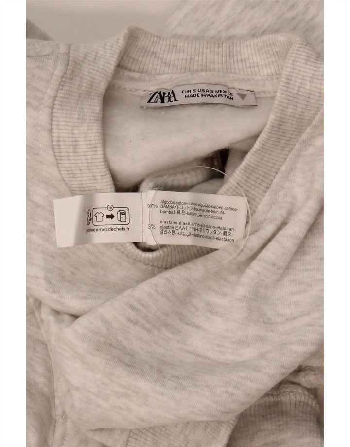 Felpa corta oversize da donna Zara UK 10 piccola grigia screziata