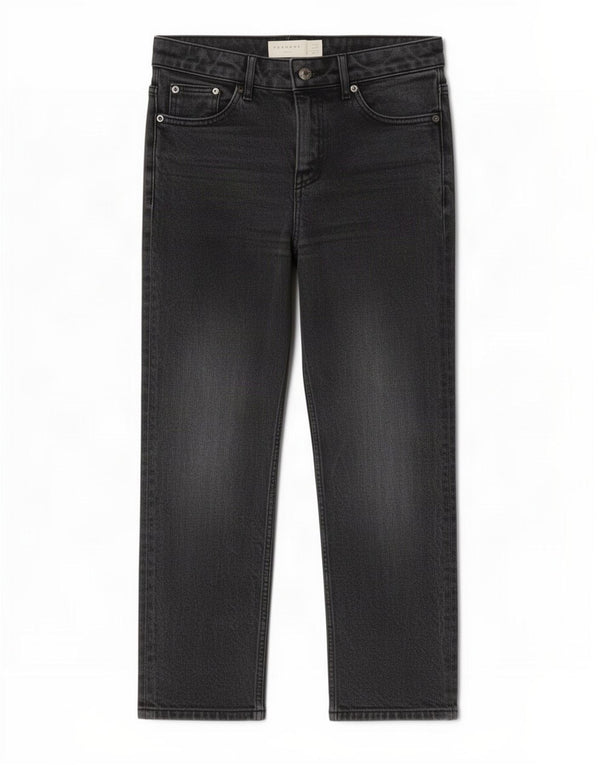 Jeans dritti corti da donna Topshop W26 L24 cotone grigio