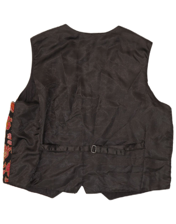 Gilet vintage da donna UK 18 XL nero floreale