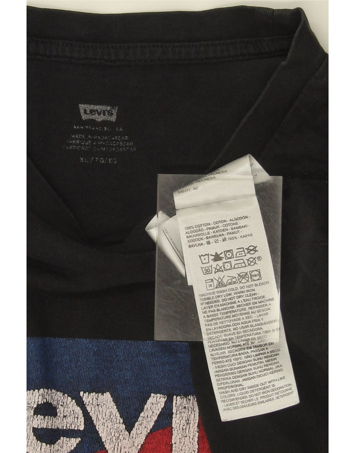 LEVI'S Mens Graphic T-Shirt Top XL Black Cotton Vintage Levi's and Second-Hand Levi's from Messina Hembry 