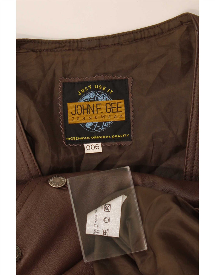 Gilet in pelle da uomo John F Gee Marrone medio