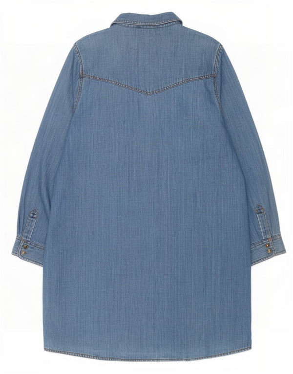 Abito camicia di jeans a maniche lunghe da donna Marks & Spencer UK 18 XL cotone blu