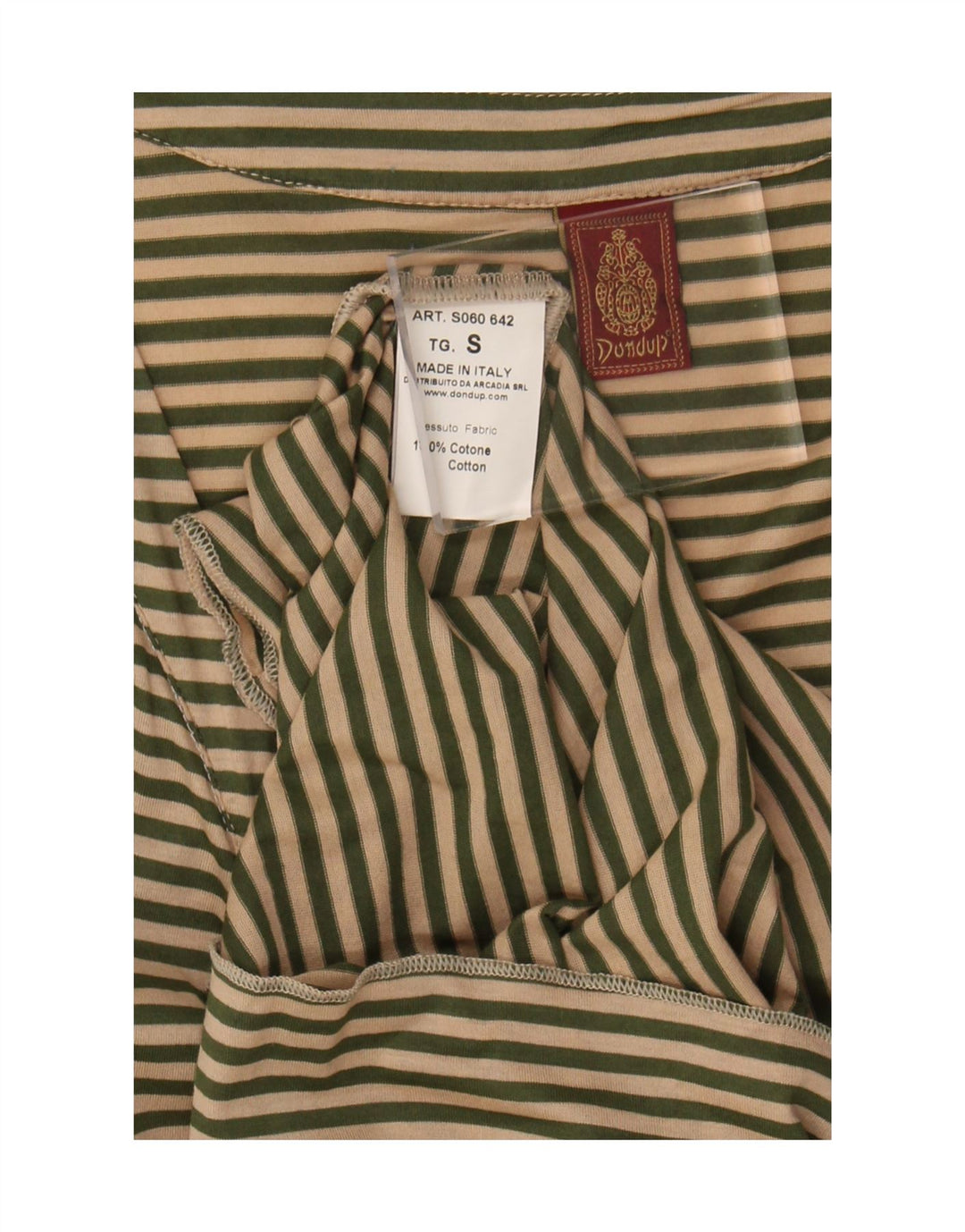 Dondup Camicetta da donna con allacciatura sul davanti UK 10 Piccolo cotone a righe beige