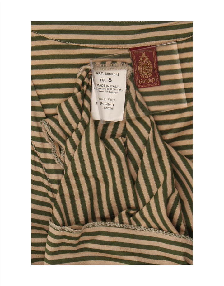 Dondup Camicetta da donna con allacciatura sul davanti UK 10 Piccolo cotone a righe beige