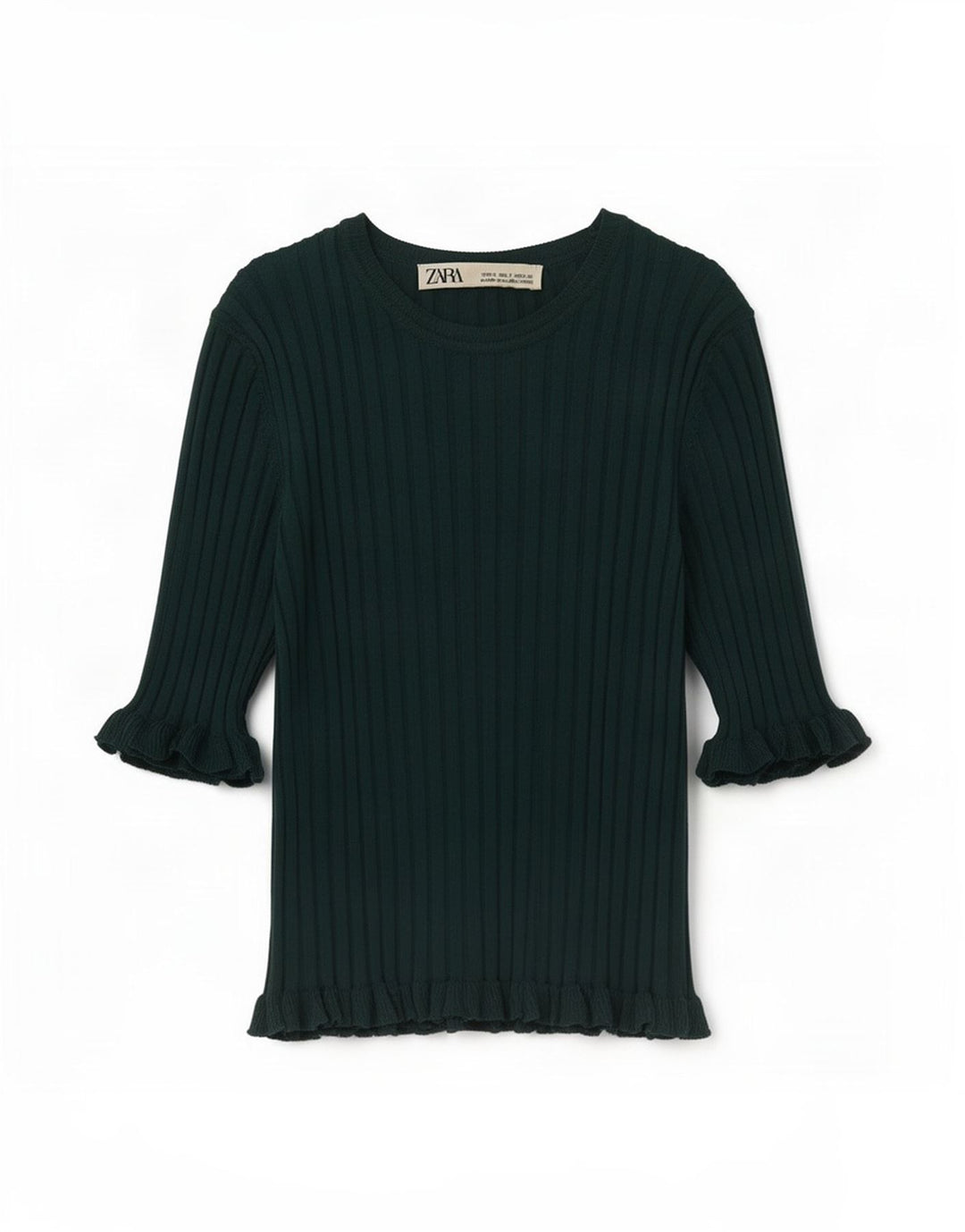 Top corto in camicetta corta da donna Zara UK 8 piccolo in viscosa verde