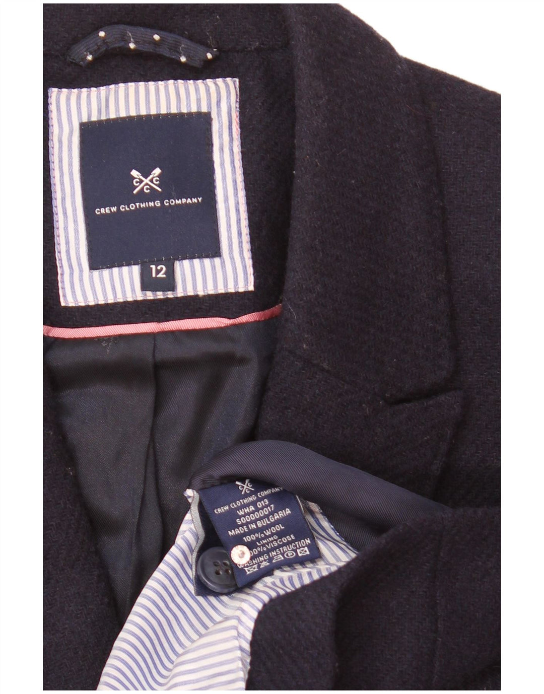 Crew Clothing Giacca blazer da donna a 2 bottoni UK 12 Lana blu navy media