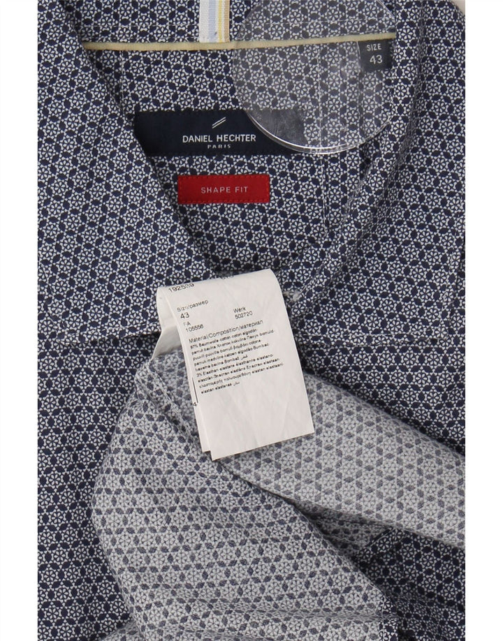 DANIEL HECHTER Mens Shaped Fit Shirt Size 43 Large Blue Floral Cotton Vintage Daniel Hechter and Second-Hand Daniel Hechter from Messina Hembry 