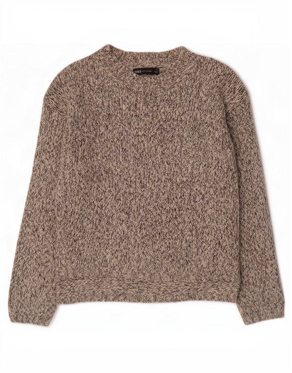 Marks & Spencer Womens Boat Neck Jumper Sweater UK 14 Medium Grey Flecked