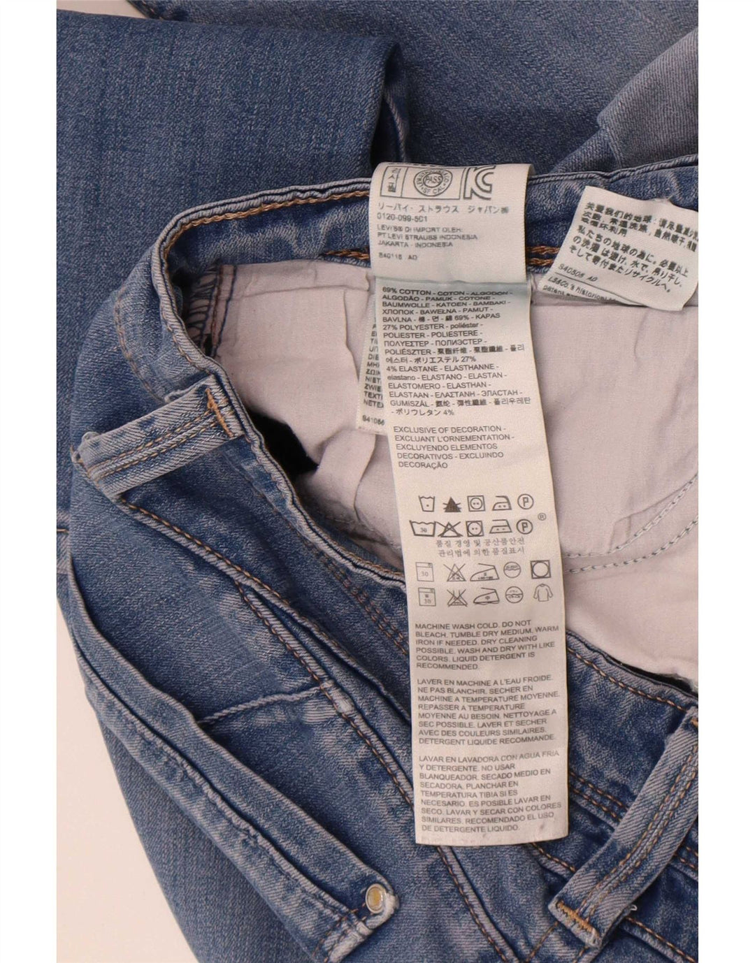 Jeans dritti a vita bassa da donna Levi's W32 L32 cotone blu