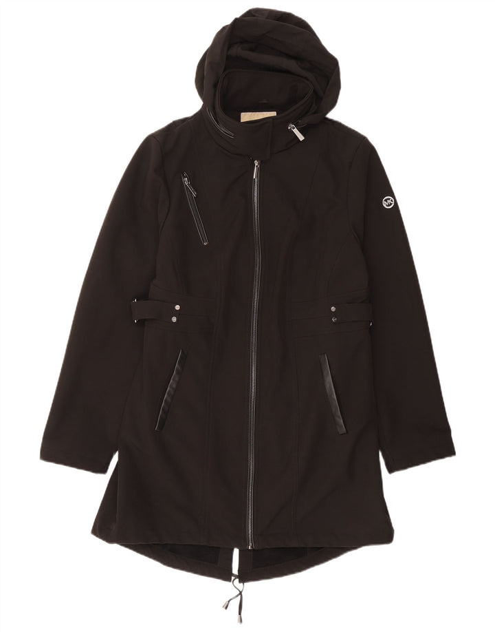 MICHAEL KORS Giacca Parka con cappuccio da donna UK 16 Large Nero Poliestere