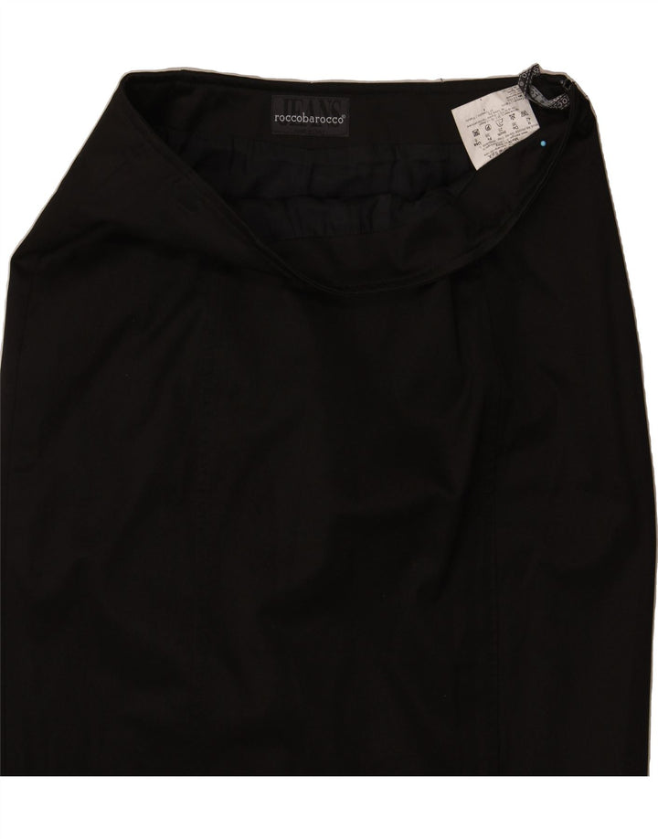 ROCCOBAROCCO Womens Straight Skirt IT 42 Medium W28 Black Cotton Vintage Roccobarocco and Second-Hand Roccobarocco from Messina Hembry 