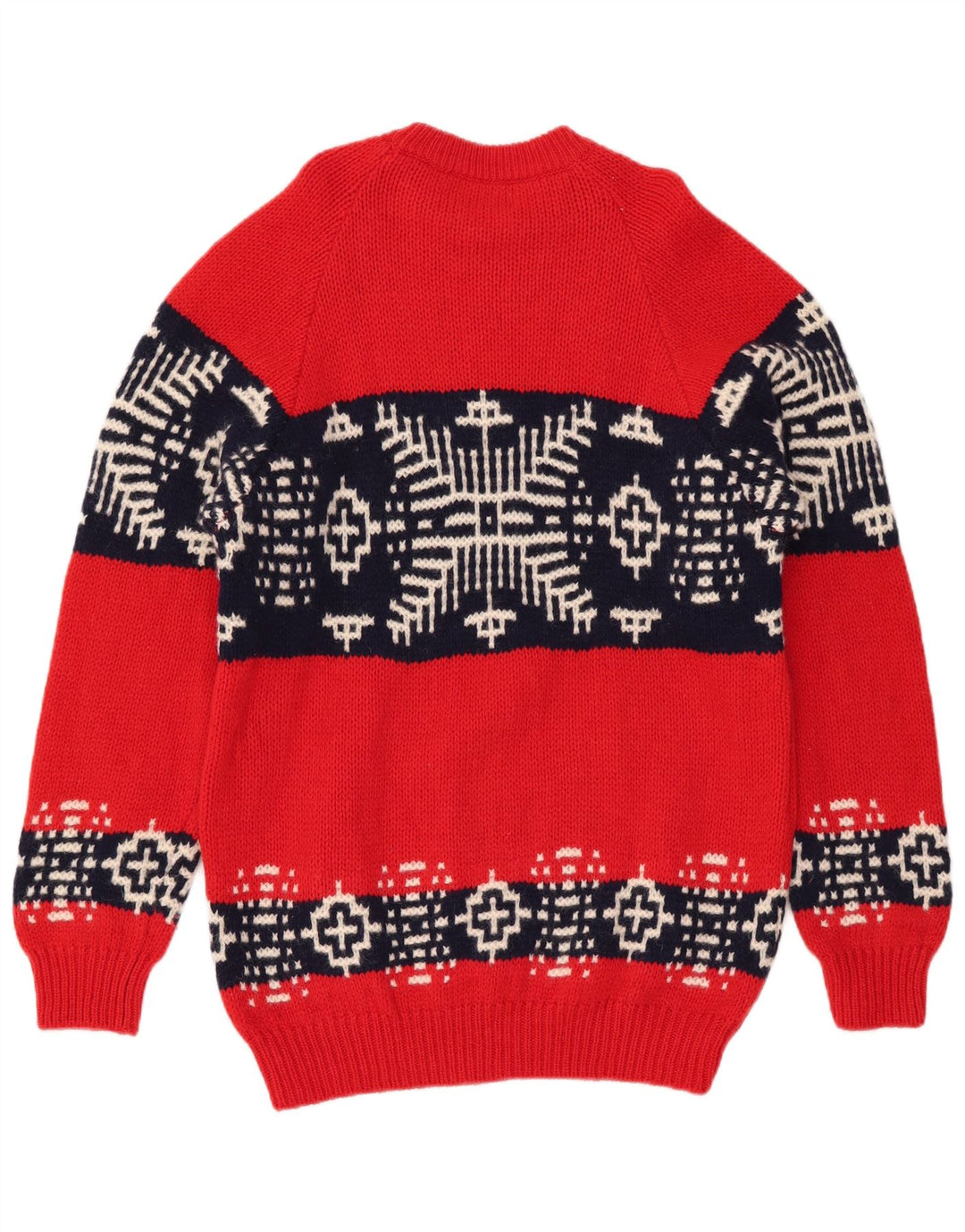 BENETTON Maglione da uomo con scollo a barca in lana Fair Isle rosso medio