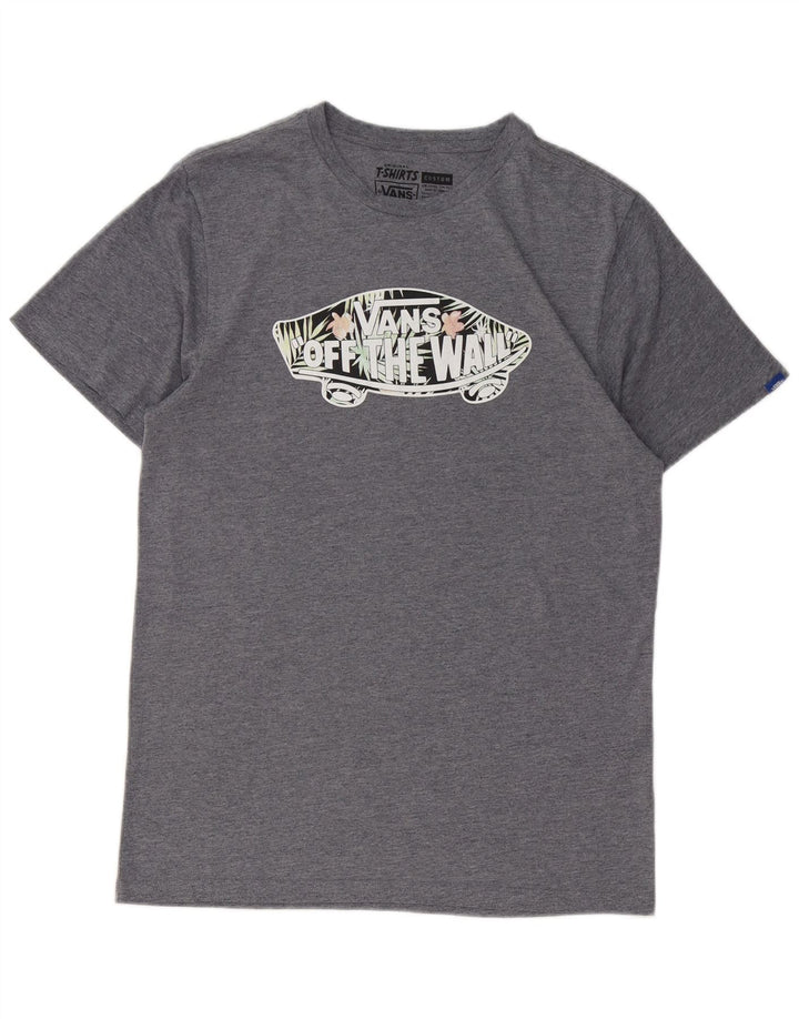 T-shirt grafica da uomo Vans Top in cotone chiazzato grigio medio