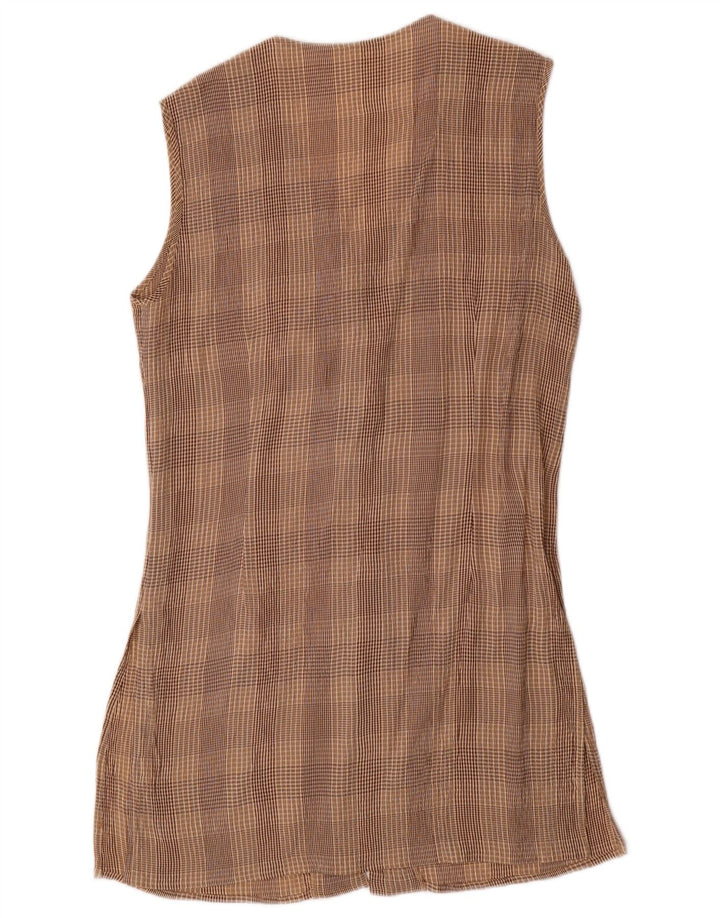 Set da donna VINTAGE a 4 bottoni e 2 pezzi UK 10 piccolo W28 acetato a quadri marrone