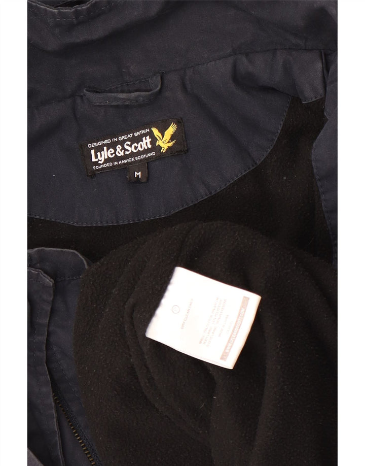 Giacca a vento con cappuccio da uomo LYLE & SCOTT UK 38 medio cotone blu navy