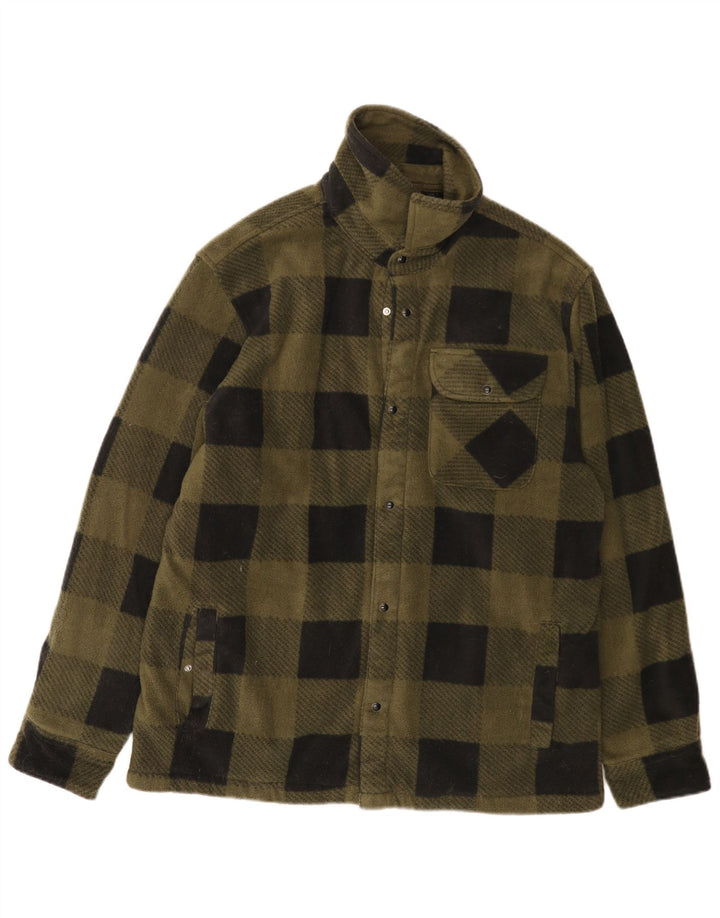 Parkside Giacca in pile da uomo UK 40 Large Khaki Gingham Poliestere