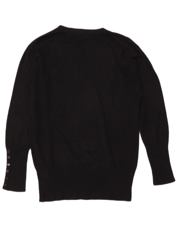 Maglione Zara da donna con scollo a V UK 14 Rayon nero medio