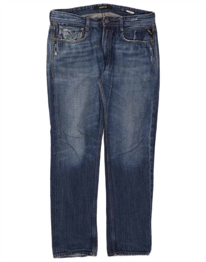 Replay Jeans dritti da uomo Rob W32 L30 in cotone blu