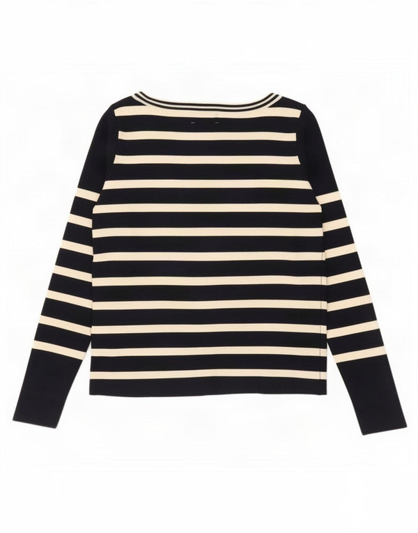 Top Zara da donna a maniche lunghe UK 14 Large a righe blu navy
