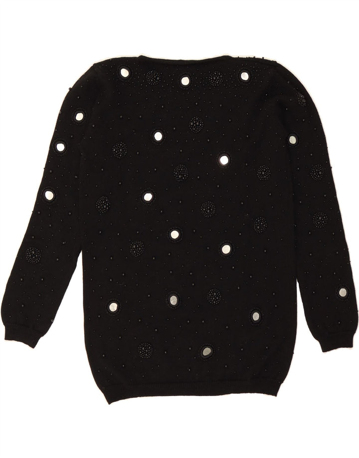 VINTAGE Womens Crew Neck Jumper Sweater EU 38 Medium Black Wool Vintage Vintage and Second-Hand Vintage from Messina Hembry 