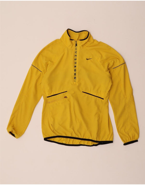 Top della tuta da ginnastica Nike da donna con collo e zip grafica, UK 10, piccola, gialla