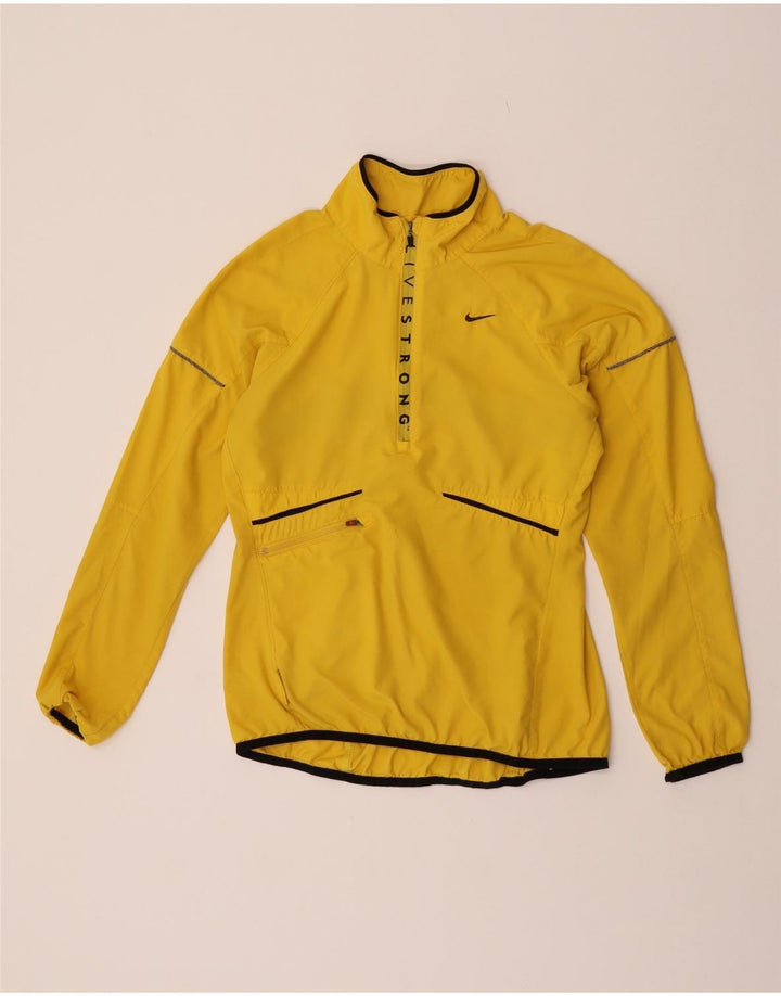 Top della tuta da ginnastica Nike da donna con collo e zip grafica, UK 10, piccola, gialla