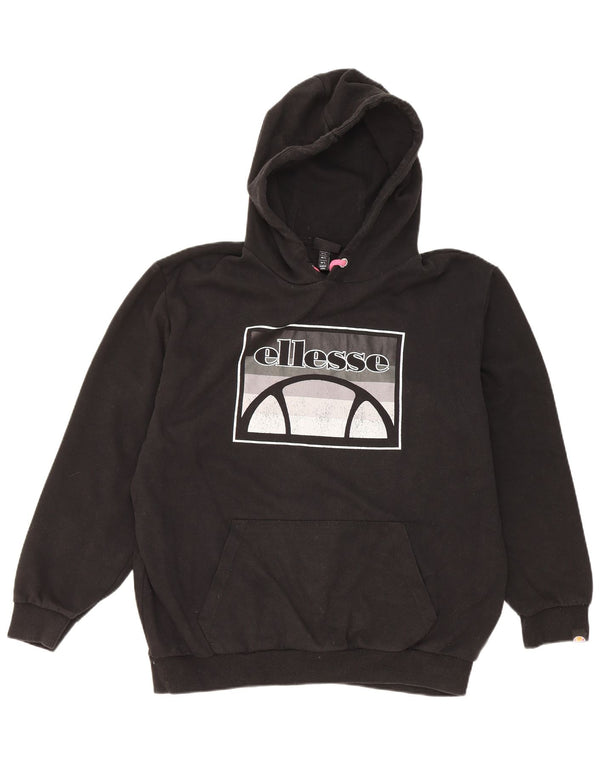 Felpa con cappuccio oversize grafica da donna Ellesse UK 16 grande cotone nero