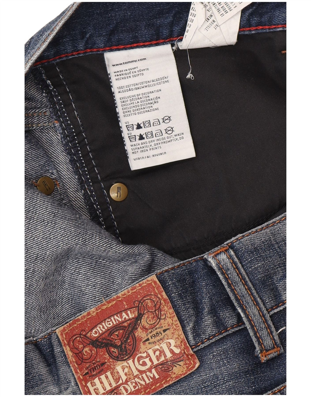 Jeans dritti vestibilità regolare da uomo Tommy Hilfiger W38 L34 cotone blu
