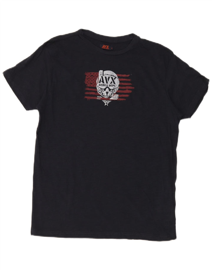 T-shirt grafica da uomo Avirex Top grande in cotone blu navy