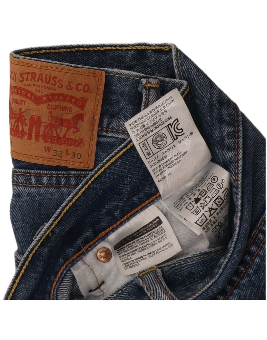 Levi's Uomo 751 Jeans dritti tagliati W32 L24 Cotone blu