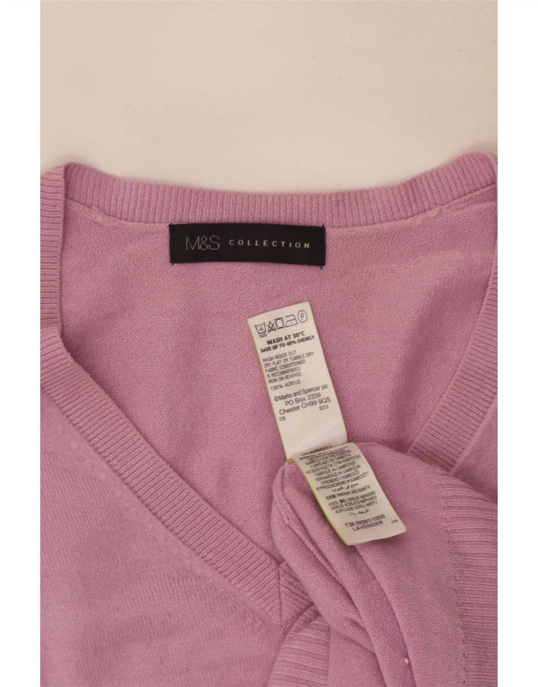 Maglione da donna con scollo a V Marks & Spencer UK 12 Acrilico viola medio
