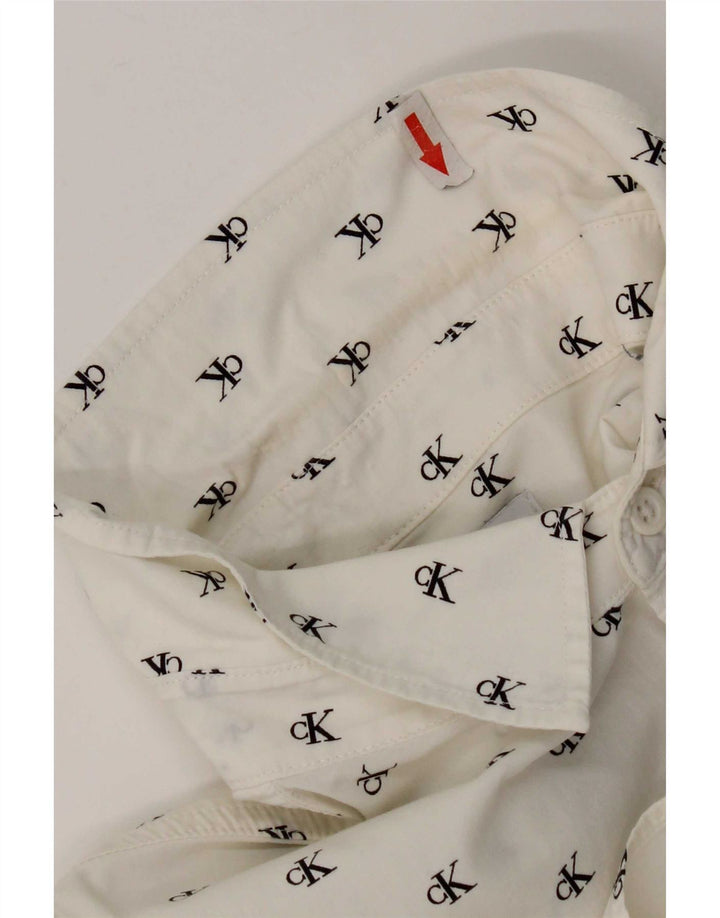 Camicia slim fit grafica da uomo Calvin Klein Jeans in cotone bianco medio