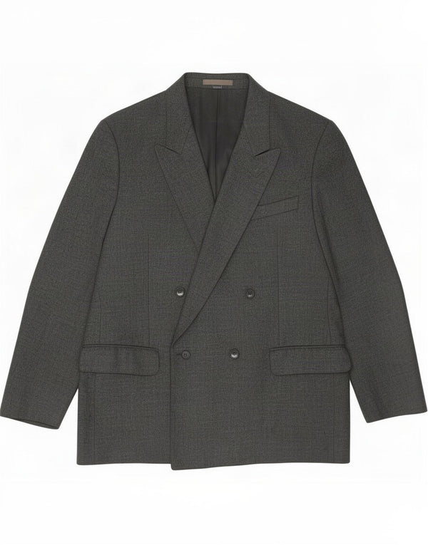 Giacca blazer doppiopetto vintage da uomo IT 54 2XL Lana vergine grigia