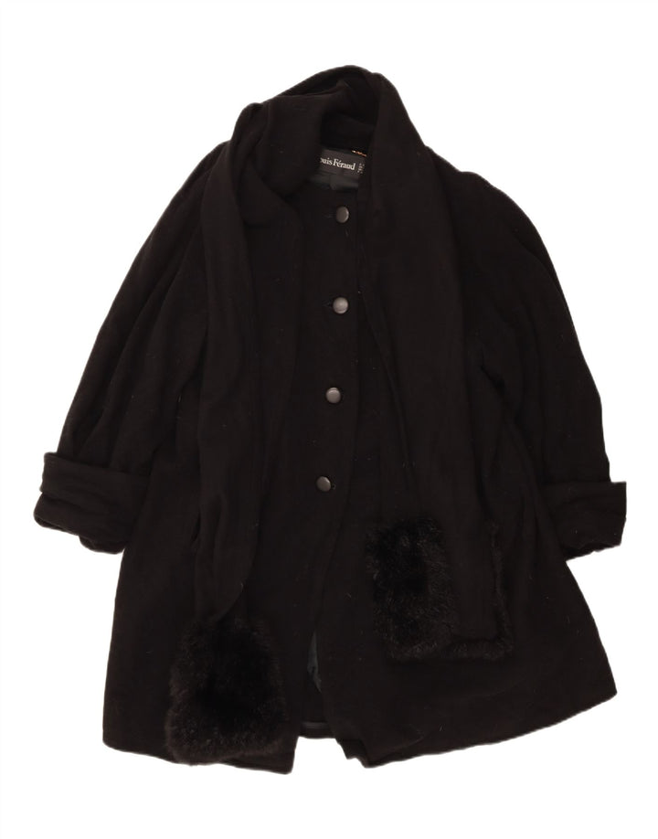 Cappotto da donna Louis Feraud UK 14 grande classico in lana vergine nera