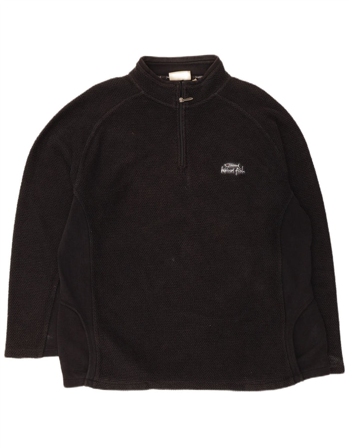 Felpa da uomo con collo con zip Weird Fish, maglione XL, cotone nero