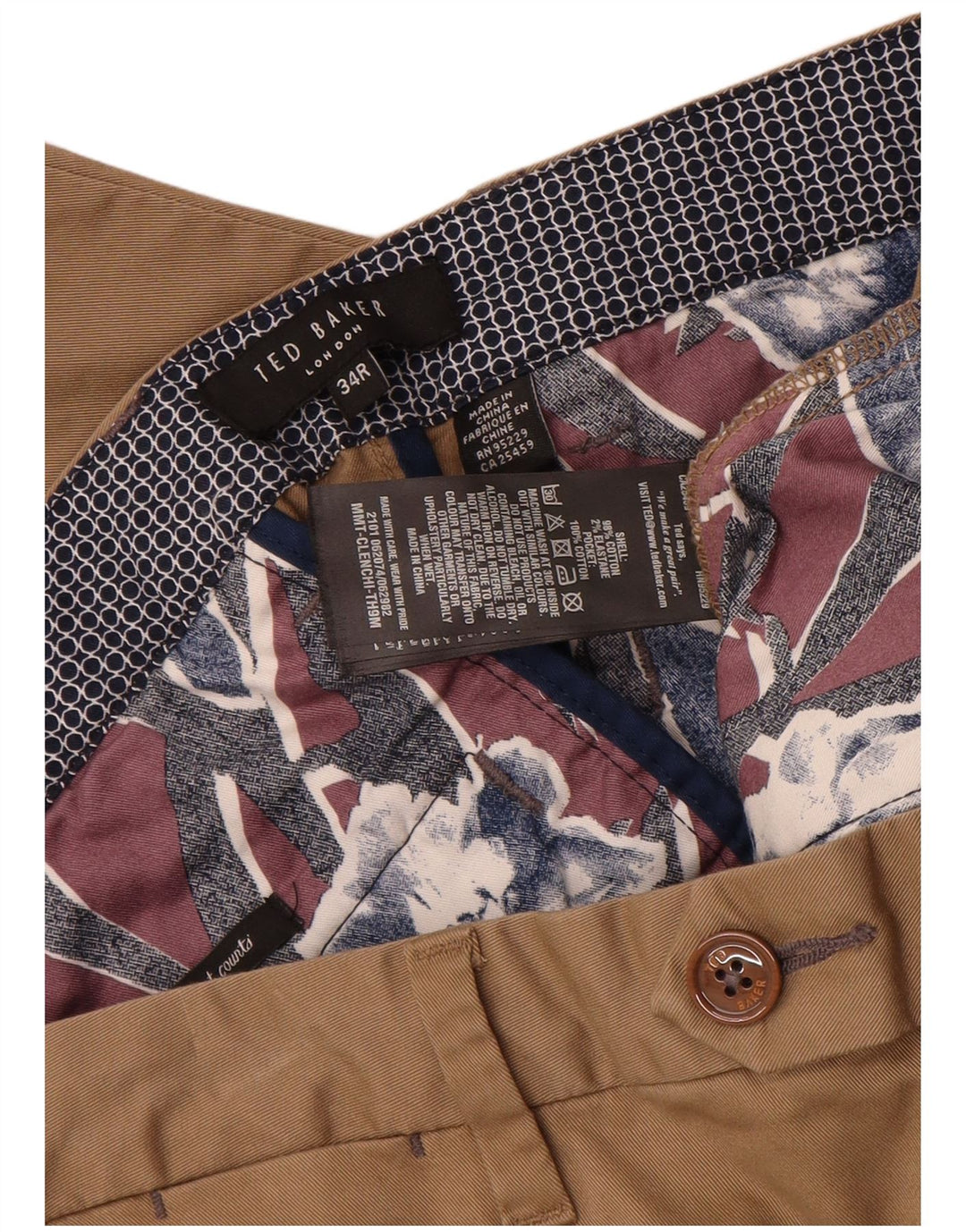 Pantaloni da abito dritti da uomo TED BAKER W34 L27 in cotone marrone