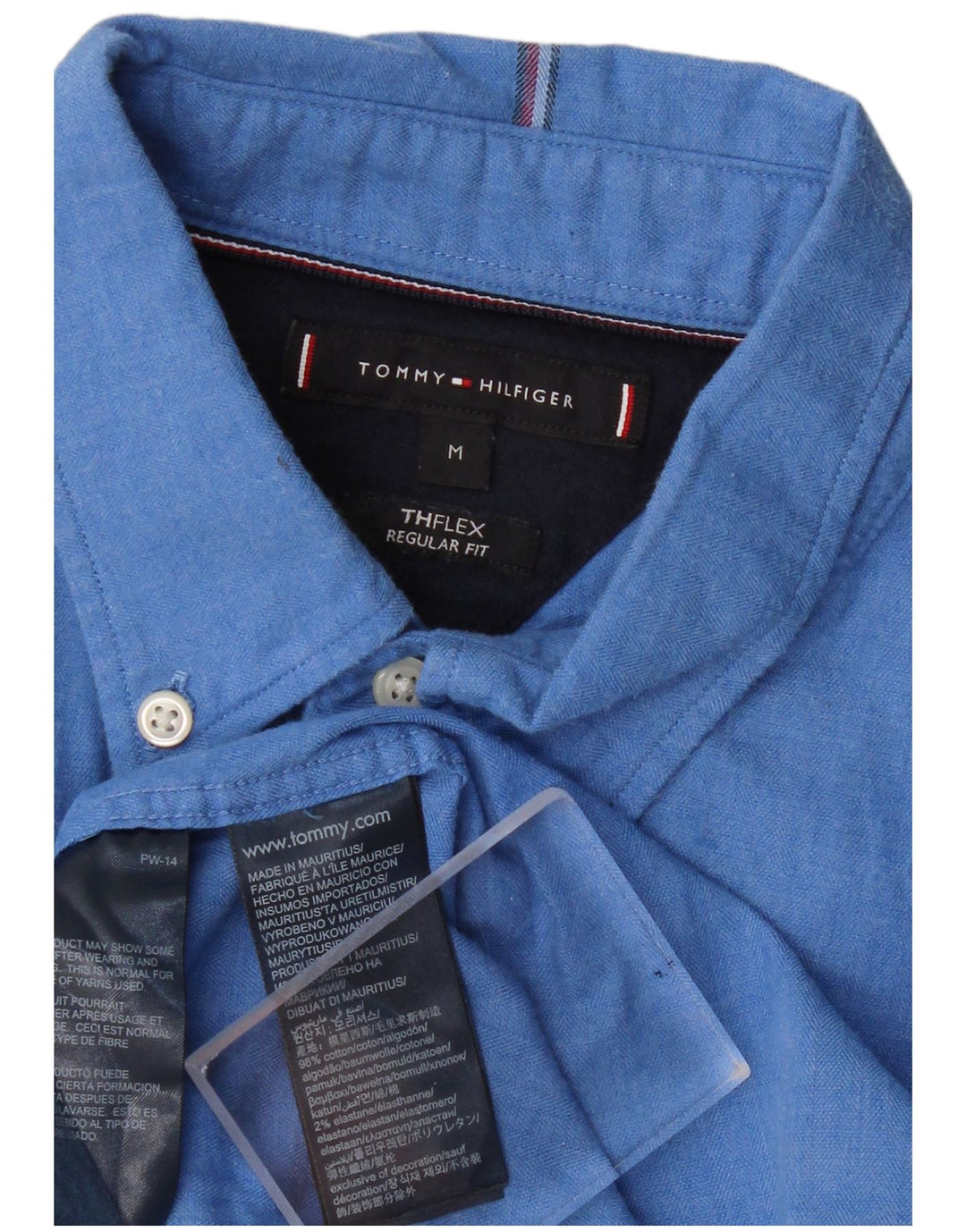TOMMY HILFIGER Camicia da uomo vestibilità regolare in cotone blu medio