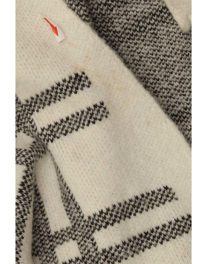 Maglione cardigan lungo da donna Marks & Spencer UK 16 grande motivo a quadri bianchi