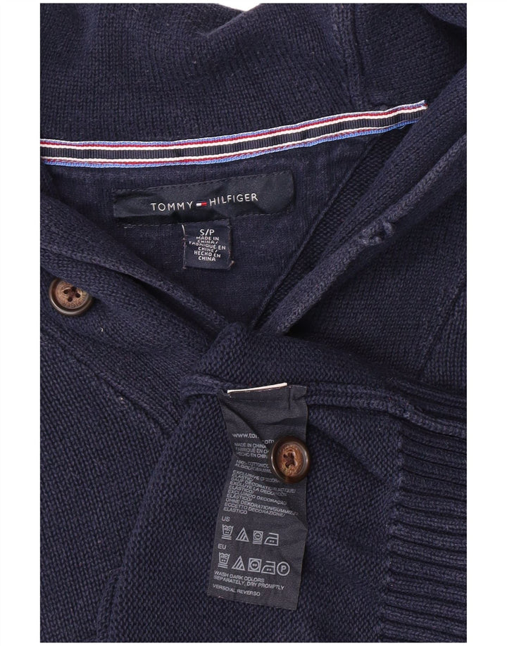 TOMMY HILFIGER Maglione da uomo con collo a scialle piccolo in cotone blu navy