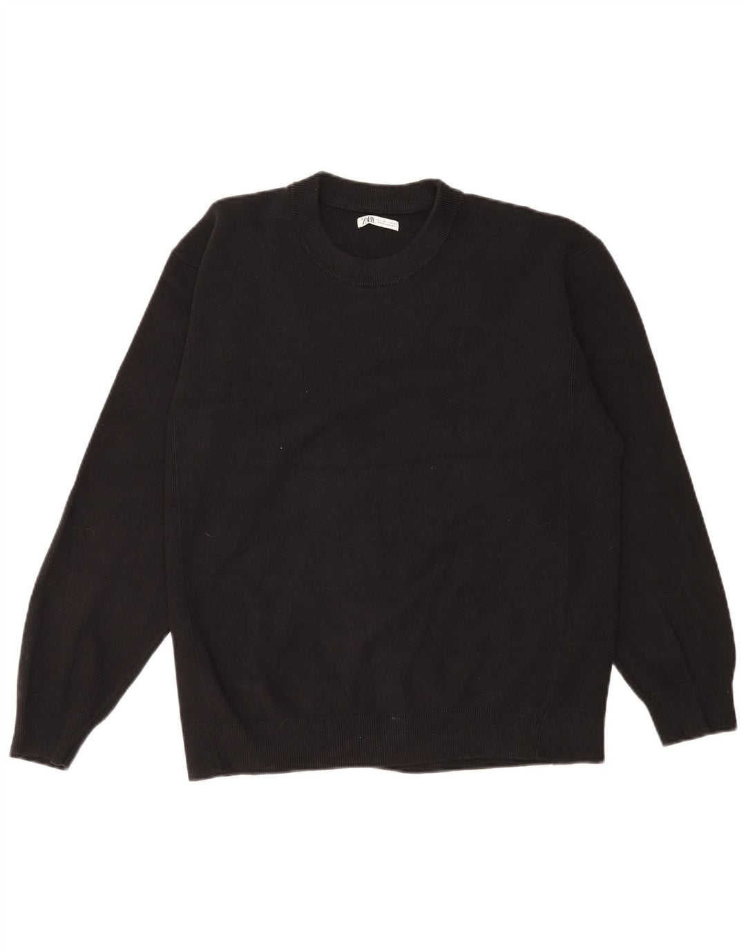 Maglione maglione girocollo da uomo Zara grande in cotone nero