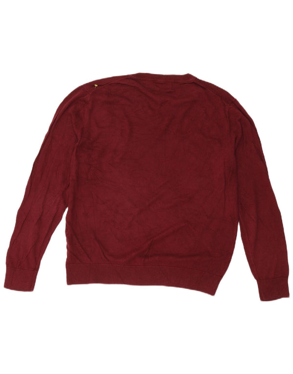Maglione da uomo con scollo a V Nautica, grande cotone bordeaux